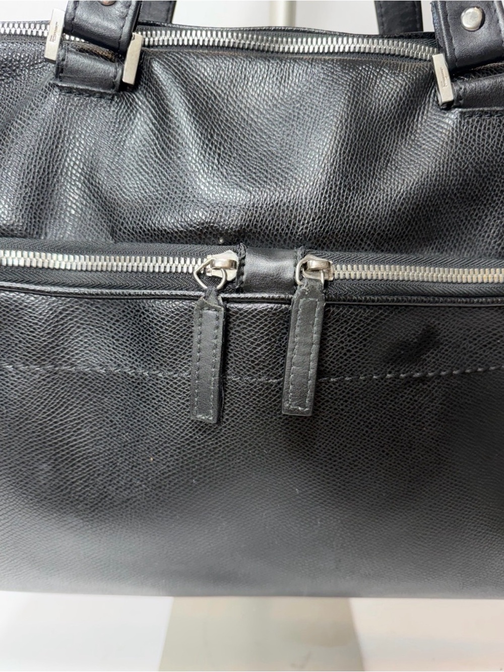 Salvatore Ferragamo Black Leather Men Briefcase, Sleep Professional Bag No Strap - Picture 3 of 9